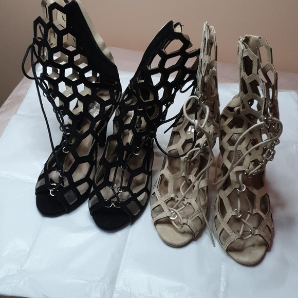 Fashion nova lace up heels 2 pairs - Picture 2 of 3